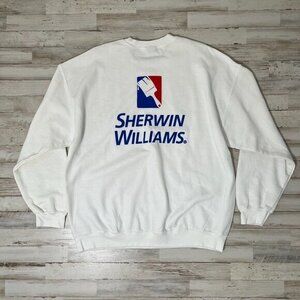 Sherwin Williams Painters White Crew Neck Sweater Pullover Mens Size XL Y2k Vtg‎